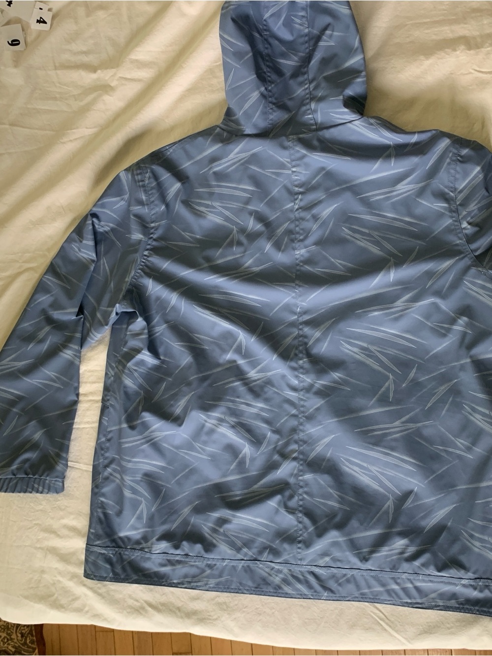 Weatherproof Slate Blue Hooded Windbreaker with Subtle Dash Print - Picture 3 of 5